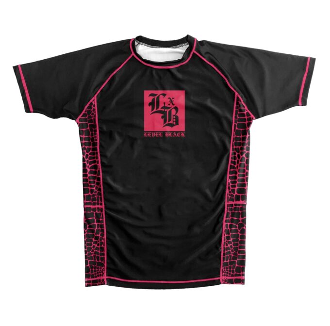 PINK PYTHON BLACK RASH GUARD