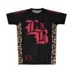 Pink Leopard Competitor Black RASH GUARD
